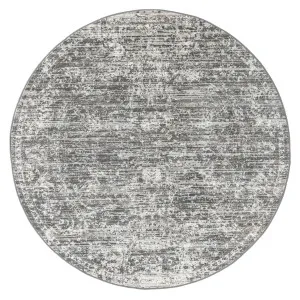 Raina Charcoal Grey And Ivory Traditional Distressed Round Rug by Miss Amara, a Persian Rugs for sale on Style Sourcebook
