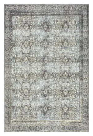 Santi Green and Grey Traditional Distressed Washable Rug by Miss Amara, a Persian Rugs for sale on Style Sourcebook