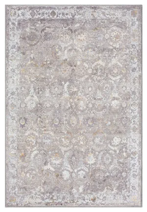Ava Grey and Gold Traditional Distressed Washable Rug by Miss Amara, a Persian Rugs for sale on Style Sourcebook