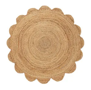 Celeste Natural Brown Scalloped Jute Round Rug by Miss Amara, a Contemporary Rugs for sale on Style Sourcebook