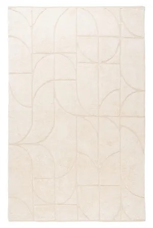 Mikaela Cream Beige Abstract Cotton Washable Rug by Miss Amara, a Shag Rugs for sale on Style Sourcebook