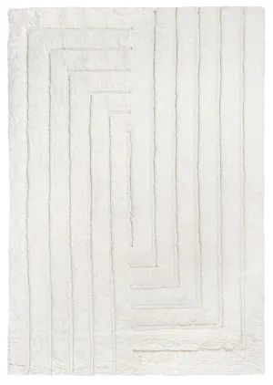 Fontana Ivory Abstract Textured Wool Rug by Miss Amara, a Shag Rugs for sale on Style Sourcebook
