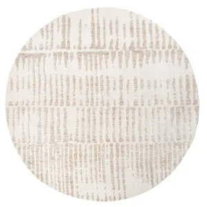 Nahba Ivory And Cream Textured Tribal Round Rug by Miss Amara, a Contemporary Rugs for sale on Style Sourcebook