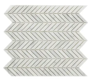 Carrara Bianco Mini Chevron Mosaic by Beaumont Tiles, a Brick Look Tiles for sale on Style Sourcebook
