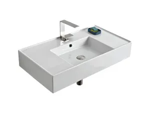 Teorema Wall Mounted Basin 1TH Ceramic 800X440 Gloss White by ADP, a Basins for sale on Style Sourcebook