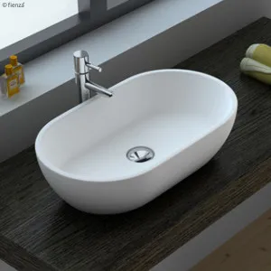 Nero Vessel Basin NTH Stone 580X380 Matte White by Fienza, a Basins for sale on Style Sourcebook