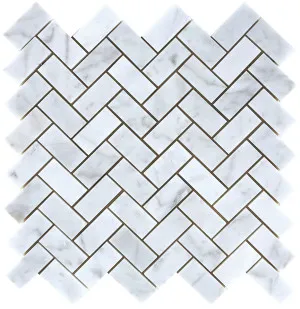 Urban Carrara Herringbone Honed Mosaic by Beaumont Tiles, a Mosaic Tiles for sale on Style Sourcebook