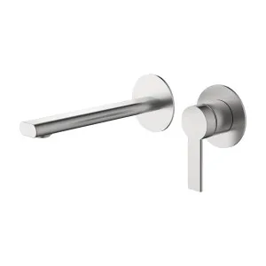 Lina Wall Basin Set Straight 200 Brushed Nickel by Haus25, a Bathroom Taps & Mixers for sale on Style Sourcebook