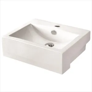 Semi-recessed Basin 1TH Ceramic 520X430 Gloss White by Duraplex, a Basins for sale on Style Sourcebook