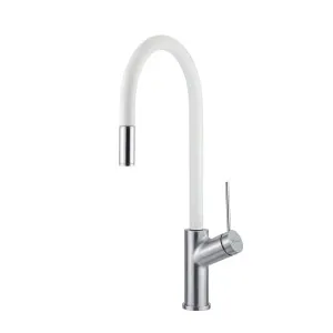 Vilo Sink Mixer Pull Out/Pull Down Gooseneck 210 Chrome/White by Oliveri, a Laundry Taps for sale on Style Sourcebook