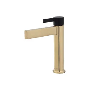 Sansa Basin Mixer Urban Brass w MB Handle by Fienza, a Bathroom Taps & Mixers for sale on Style Sourcebook