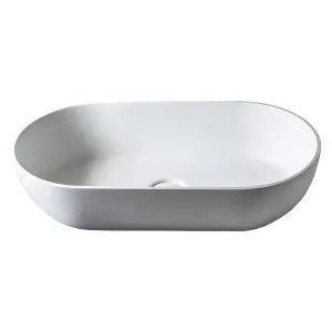 Lucia Oval Vessel Basin Stone 600x320 Matte White by Kaskade Stone, a Basins for sale on Style Sourcebook