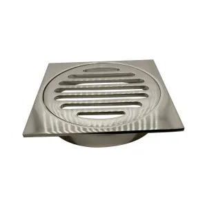 Art Brass Square Grate 100mm Brushed Nickel by Beaumont Tiles, a Shower Grates & Drains for sale on Style Sourcebook