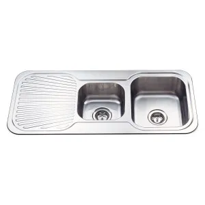 Arial 1 & 3/4 Bowl RHB Sink Stainless Steel by BUK, a Kitchen Sinks for sale on Style Sourcebook