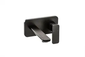 Elbrus Wall Basin Set Straight 200 Matte Black by Ikon, a Bathroom Taps & Mixers for sale on Style Sourcebook
