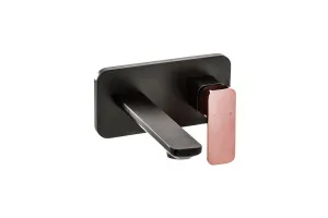 Elbrus Wall Basin Set Straight 200 Black/Rose Gold by Ikon, a Bathroom Taps & Mixers for sale on Style Sourcebook