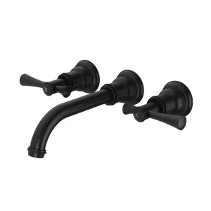 Cromford Wall Basin/Bath Tap Set Matte Black by PHOENIX, a Bathroom Taps & Mixers for sale on Style Sourcebook