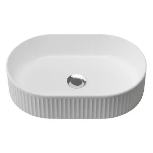 Oval Flute Vessel Basin 490x310 Matte White by Timberline, a Basins for sale on Style Sourcebook