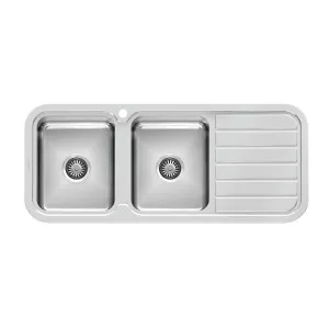 Phoenix 1000 Double L/H Bowl Sink W/-Drainer 1TH Stainless Steel by PHOENIX, a Kitchen Sinks for sale on Style Sourcebook
