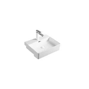Aria Semi Recessed Basin 1TH Ceramic 500X420 Gloss White by decina, a Basins for sale on Style Sourcebook