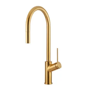 Vilo Sink Mixer Pull Out/Pull Down Gooseneck 210 Brushed Gold by Oliveri, a Laundry Taps for sale on Style Sourcebook