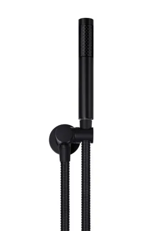Round Hand Shower Wand on Elbow Matte Black by Meir, a Shower Heads & Mixers for sale on Style Sourcebook
