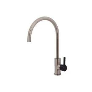 Sansa Sink Mixer Gooseneck 205 Brushed Nickel w MB Handle by Fienza, a Laundry Taps for sale on Style Sourcebook
