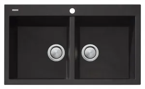 Santorini Double Sink 1TH 860X510 Matte Black by Oliveri, a Kitchen Sinks for sale on Style Sourcebook