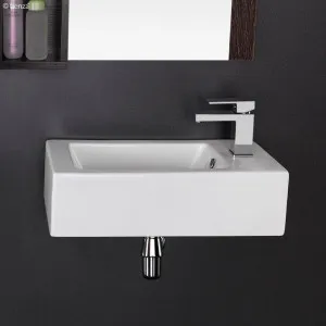 Linea Wall Mounted Basin 1TH Ceramic 500X250 Gloss White by Fienza, a Basins for sale on Style Sourcebook
