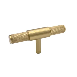 Brushed Brass Knurled Cabinet T-Bar Pull - Miranda by Manovella, a Cabinet Hardware for sale on Style Sourcebook