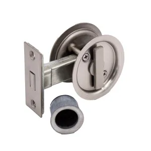 Brushed Nickel Round Sliding Cavity Privacy Lock by Manovella, a Door Hardware for sale on Style Sourcebook