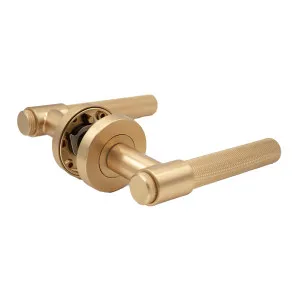 Satin Brass Knurled Passage Door Handle - Rosedale by Manovella, a Door Hardware for sale on Style Sourcebook