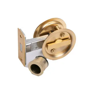 Satin Brass Round Sliding Cavity Privacy Lock by Manovella, a Door Hardware for sale on Style Sourcebook