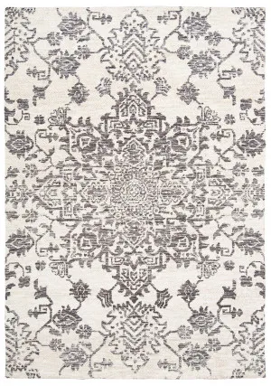 Issey Ivory and Grey Tribal Rug by Miss Amara, a Persian Rugs for sale on Style Sourcebook