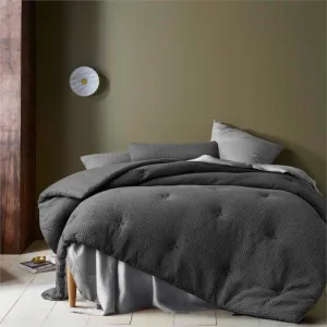 Accessorize Soho Waffle Dark Grey Quilt Cover Set by null, a Quilt Covers for sale on Style Sourcebook