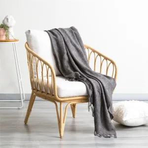 Cloud Linen Lygon Wool Acrylic Grey Throw by null, a Throws for sale on Style Sourcebook