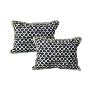 Cloud Linen Somerset Embroidered Cotton Grey 33x55cm Twin Pack Polyester Filled Cushion by null, a Cushions, Decorative Pillows for sale on Style Sourcebook