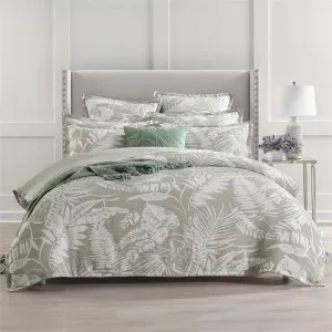 Renee Taylor Palm Tree Jacquard Sage Green Quilt Cover Set by null, a Quilt Covers for sale on Style Sourcebook