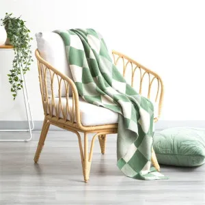 Renee Taylor Newport Checkered Cotton Knitted Juniper Throw by null, a Throws for sale on Style Sourcebook