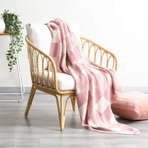 Renee Taylor Newport Checkered Cotton Knitted Blush Throw by null, a Throws for sale on Style Sourcebook