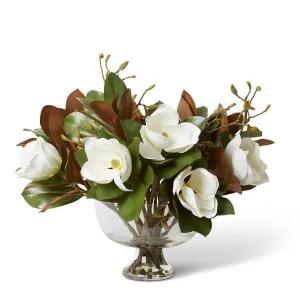 Grand Magnolia Flower & Bud - Lydia Bowl - 84 x 74 x 70 cm by Elme Living, a Plants for sale on Style Sourcebook