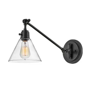 Hinkley Vintage Small Swing Adjustable Wall Sconce (E27) Black & Clear Glass by Hinkley, a Spotlights for sale on Style Sourcebook