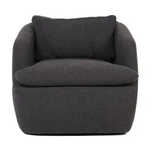 Pewton Boucle Fabric Swivel Armchair, Dark Grey by Viterbo Modern Furniture, a Chairs for sale on Style Sourcebook