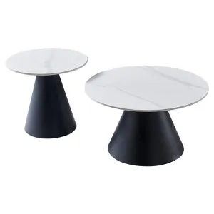 Denia 2 Piece Ceramic Top Round Nested Coffee Table Set, 80/60cm by Viterbo Modern Furniture, a Coffee Table for sale on Style Sourcebook
