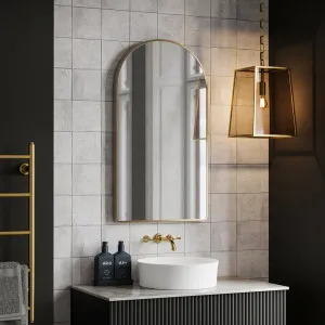 Ingrain Arch Shaped Brushed Gold Framed Mirror 500mm by 900mm by Ingrain, a Vanity Mirrors for sale on Style Sourcebook