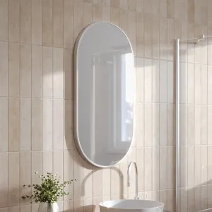 Ingrain Pill Shaped Brushed Nickel Framed Mirror 460mm by 910mm by Ingrain, a Vanity Mirrors for sale on Style Sourcebook