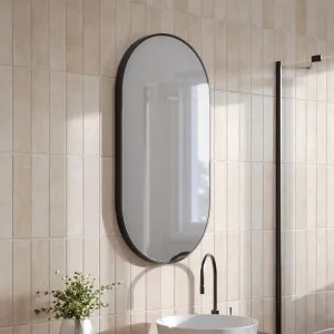 Ingrain Pill Shaped Matte Black Framed Mirror 460mm by 910mm by Ingrain, a Vanity Mirrors for sale on Style Sourcebook