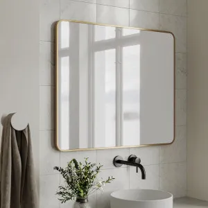 Ingrain Rectangle Brushed Gold Framed Mirror 750mm by 900mm by Ingrain, a Vanity Mirrors for sale on Style Sourcebook