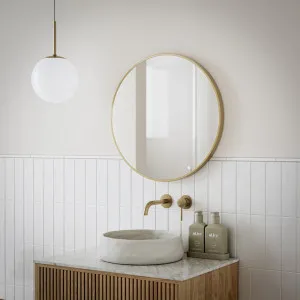 Ingrain Round Brushed Gold Framed Mirror 600mm by Ingrain, a Vanity Mirrors for sale on Style Sourcebook
