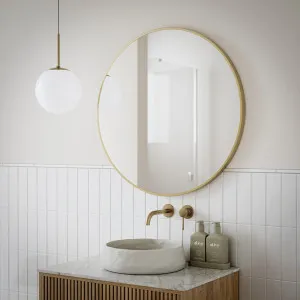 Ingrain Round Brushed Gold Framed Mirror 800mm by Ingrain, a Vanity Mirrors for sale on Style Sourcebook